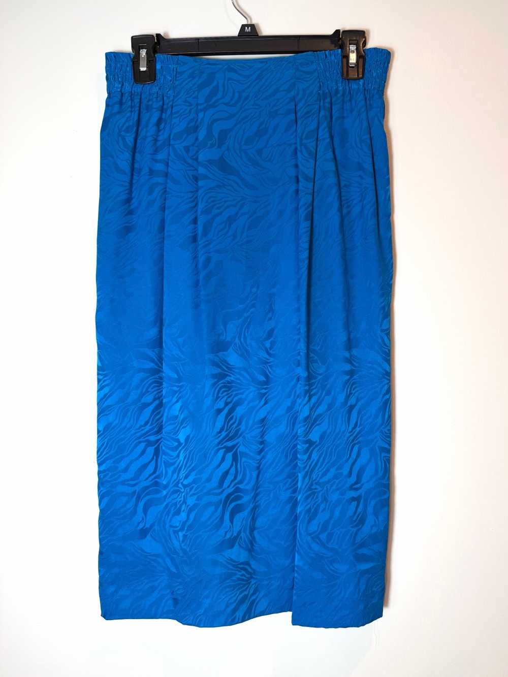 Vintage Adrianna Papell 100% Silk Jacquard Midi Skirt - Royal Blue - Size 6